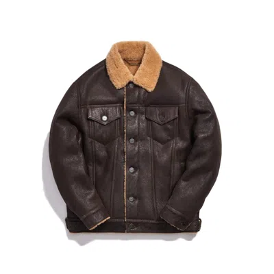 Pre-owned Kith Men's  Amherst Shearling Trucker Jacket (fw19) In Dark Brown