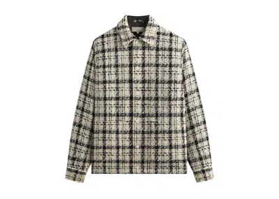 Pre-owned Kith Men's  & Kin Windowpane Boucle Long Shirt Boxy Collared Overshirt In Sandrift