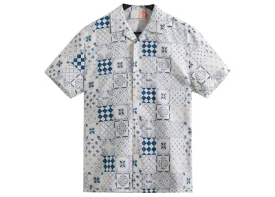 Pre-owned Kith Men's  Azulejo Tiles Thompson Camp Collar Shirt In Sandrift