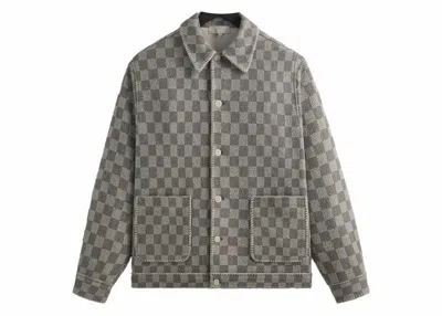 Pre-owned Kith Men's  Check Boucle Boxy Collared Overshirt In Steel