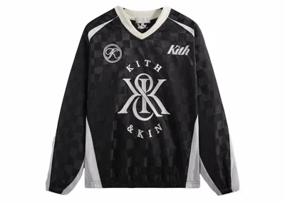 Pre-owned Kith Men's  Checkered Satin Dayton Combo Pullover In Black