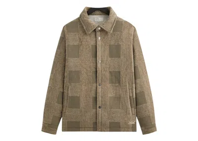 Pre-owned Kith Men's  Chenille Plaid Brixton Puffed Shirt Jacket In Palomino