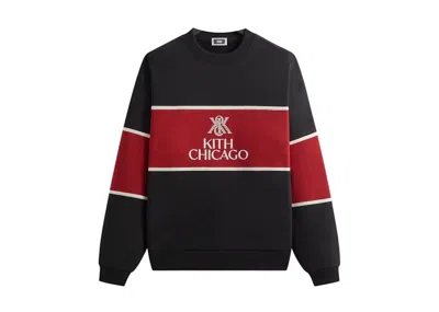 Pre-owned Kith Men's  Chicago Panelled Nelson Crewneck Sweatshirt In Black