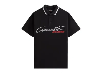 Pre-owned Kith Men's  Cigarette Racing Pique Polo Shirt In Black