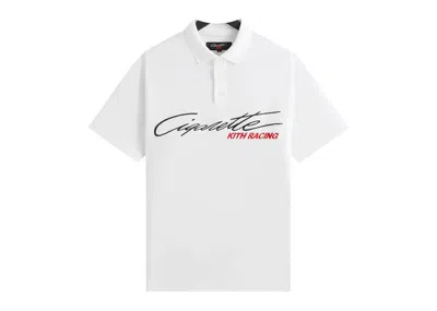 Pre-owned Kith Men's  Cigarette Racing Pique Polo Shirt In White