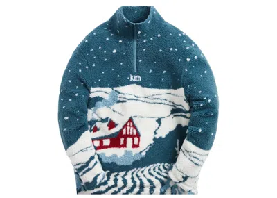 Pre-owned Kith Men's  Claremont Sherpa Quarter Zip In Anchor In Gray