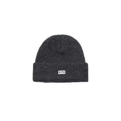 Pre-owned Kith Men's  Classic Logo Knit Beanie In Charcoal In Gray