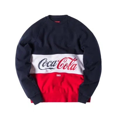 Pre-owned Kith Men's  Coca Cola Paneled Crewneck Sweatshirt In Red/white/navy Blue