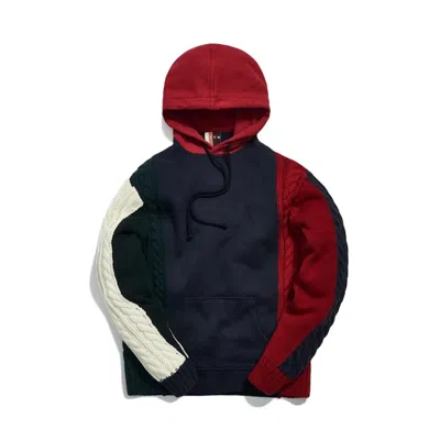 Pre-owned Kith Men's  Colorblock Adam Combo Knit Hoodie Pulloverin Navy Blue