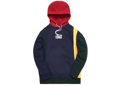 Pre-owned Kith Men's  Colorblocked Rugby Shirt Hoodiein Navy Blue