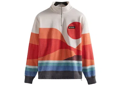 Pre-owned Kith Men's  Columbia Quarter Zip In Red Hibiscus