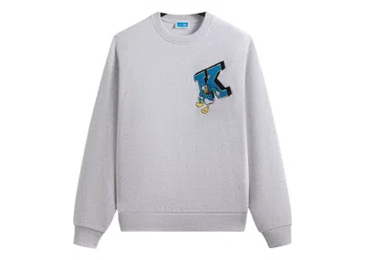 Pre-owned Kith Men's  Disney Donald Duck Varsity Vintage Nelson Crewneck Sweatshirt In Light Heather Grey