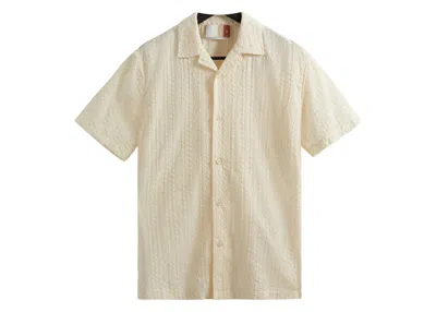 Pre-owned Kith Men's  Embroidered Voile Thompson Camp Collar Shirt In White