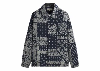 Pre-owned Kith Men's  Flocked Deconstructed Bandana Coaches Jacket In Nocturnal In Black