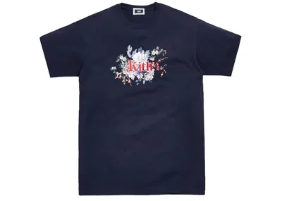 Pre-owned Kith Men's  Floral Serif Tee Shirt In Navy Blue