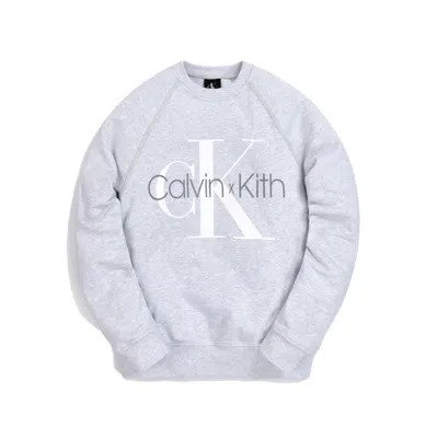 Pre-owned Kith Men's  For Calvin Klein Crewneck Sweatshirt In Light Heather Grey