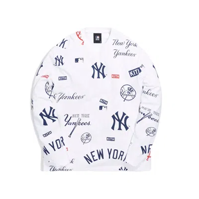 Pre-owned Kith Men's  For Major League Baseball New York Yankees All Over Long Sleeve Tee Shirt In White