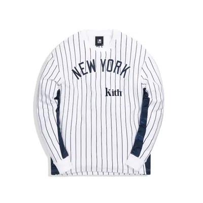 Pre-owned Kith Men's  For Major League Baseball New York Yankees Long Sleeve Combo Quinn In White Pinstripe