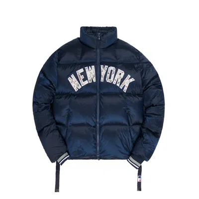 Pre-owned Kith Men's  For Major League Baseball New York Yankees Midi Puffer Jacket In Navy Blue