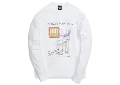 Pre-owned Kith Men's  For Mandela Day 2021 Illustrations Vintage Long Sleeve Tee Shirt In White