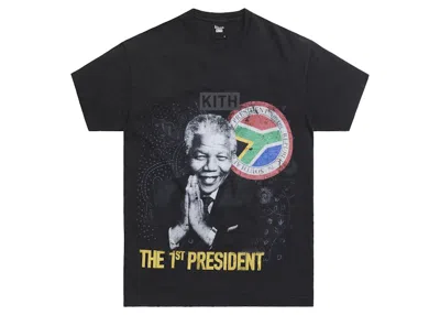 Pre-owned Kith Men's  For Mandela Day 2021 President Vintage Tee Shirt In Black