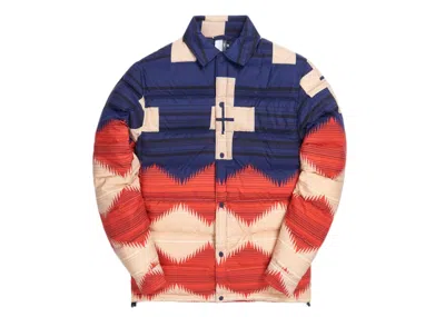 Pre-owned Kith Men's  For Pendleton Wyeth Trail Puffer Shirt Jacketin Navy Blue