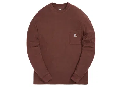 Pre-owned Kith Men's  For Russell Athletic Quinn Long Sleeve Tee Shirt In Saddle In Brown