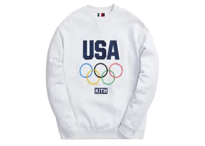 Pre-owned Kith Men's  For Team Usa Classic Crewneck Sweatshirt In Light Heather Grey