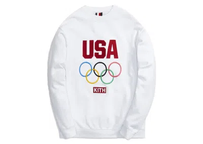 Pre-owned Kith Men's  For Team Usa Classic Crewneck Sweatshirt In White