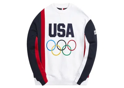 Pre-owned Kith Men's  For Team Usa Colorblocked Crewneck Sweatshirt In White
