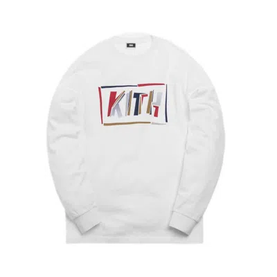 Pre-owned Kith Men's  Fractured Long Sleeve Tee Shirt In White