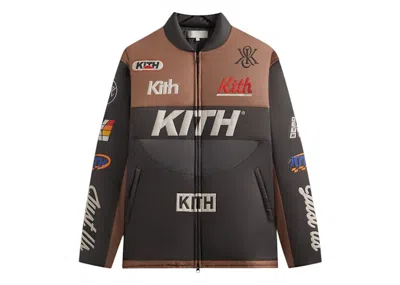 Pre-owned Kith Men's  Full Zip Brixton Puffed Shirt Jacket In Yuma In Brown