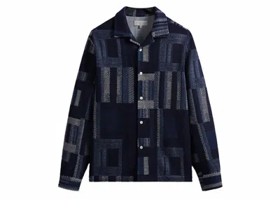 Pre-owned Kith Men's  Geometric Knit Cohen Shirt In Nocturnal In Black