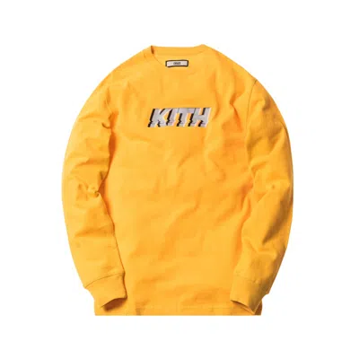 Pre-owned Kith Men's  Glitch Long Sleeve Tee Shirt In Gold