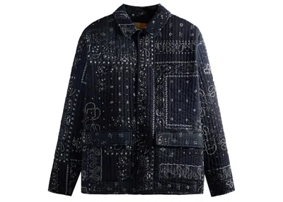 Pre-owned Kith Men's  Hayward Quilted Coaches Jacket In Nocturnal In Black