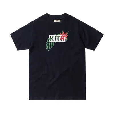 Pre-owned Kith Men's  In Bloom Classic Logo Tee Shirt In Navy Blue