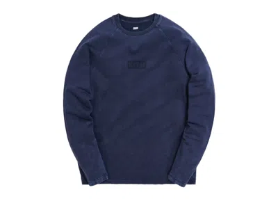 Pre-owned Kith Men's  Johnson Crystal Wash Baby Terry Long Sleeve Tee Shirt In Obsidian Navy Blue
