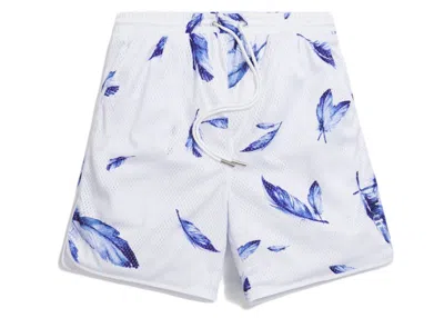 Pre-owned Kith Men's  Jordan Feather Print Mesh Short In White