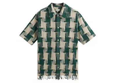 Pre-owned Kith Men's  Jumbo Houndstooth Boxy Collared Overshirt In Conifer In Green