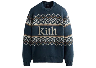 Pre-owned Kith Men's  Mas Fair Isle Crewneck Sweatshirt In Largo