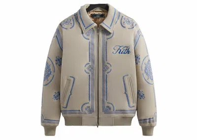 Pre-owned Kith Men's  Lamont Suede Coaches Jacket In Sandrift