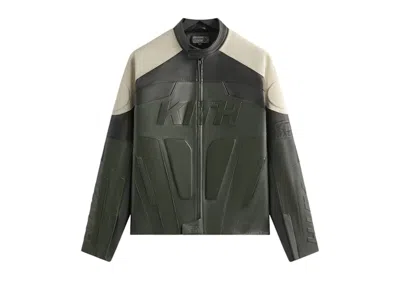 Pre-owned Kith Men's  Leather Wayne Moto Jacket In Stadium In Gray