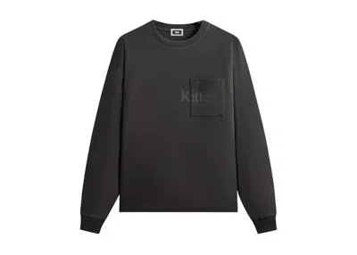 Pre-owned Kith Men's  Long Sleeve Quinn Tee Shirt In Carbon In Black