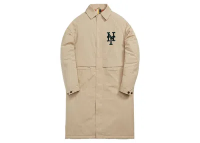 Pre-owned Kith Men's  Mlb For New York Mets Crosby Trench Coat In Canvas In Brown