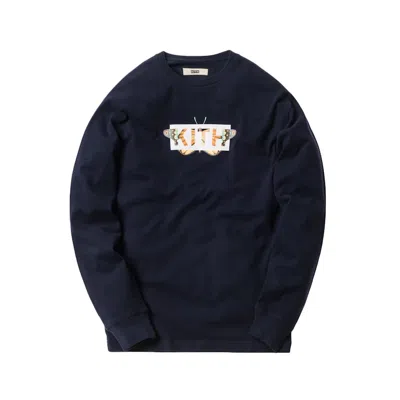 Pre-owned Kith Men's  Monarch Classic Logo Long Sleeve Tee Shirt In Navy Blue