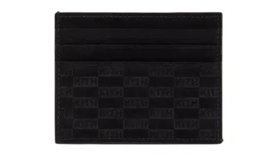 Pre-owned Kith Men's  Monogram Suede Card Holder In Black