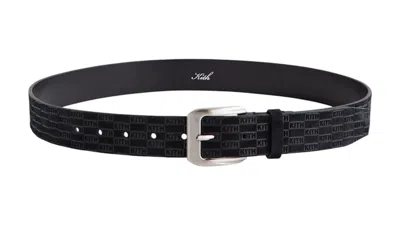 Pre-owned Kith Men's  Monogram Suede Leather Belt In Black