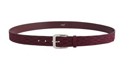 Pre-owned Kith Men's  Monogram Suede Leather Belt In Magma In Red