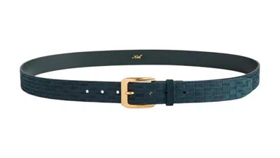 Pre-owned Kith Men's  Monogram Suede Leather Belt In Stadium In Gray
