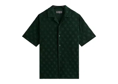 Pre-owned Kith Men's  Monogram Terry Thompson Camp Collar Shirt In Stadium In Gray